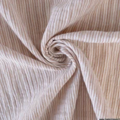 Tissu Double gaze réversible à rayures Caramel - OEKO TEX