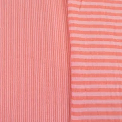 Tissu Double gaze réversible à rayures Rose et cerise - OEKO TEX
