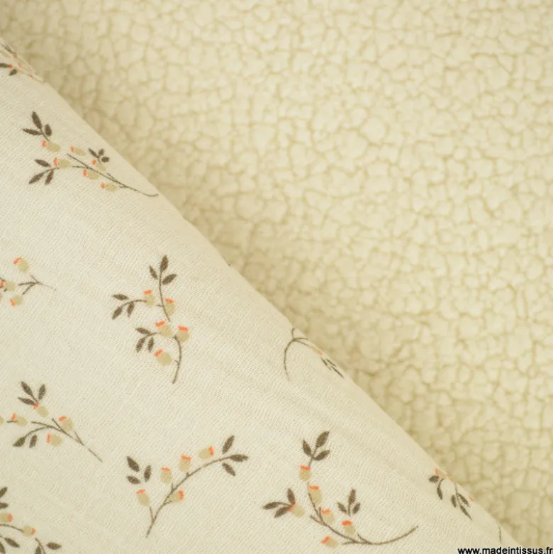 Tissu double gaze Simone envers Sherpa écru - Exclusivité