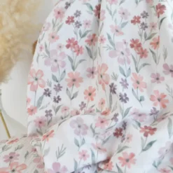 Tissu double gaze Séraphin motif fleurs fond blanc - OEKO TEX
