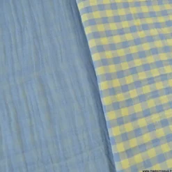 Tissu Double gaze Vichy réversible Baltique et Lemon - OEKO TEX