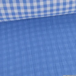 Tissu Double gaze Vichy réversible Azur et blanc cassé - OEKO TEX