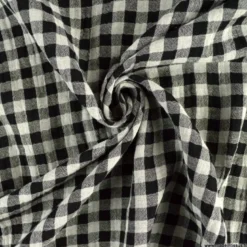 Tissu Double gaze Vichy réversible Noir et blanc cassé - OEKO TEX