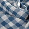 Tissu Double gaze Vichy réversible Pierre bleue et blanc cassé - OEKO TEX