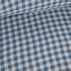 Tissu Double gaze Vichy réversible Pierre bleue et blanc cassé - OEKO TEX
