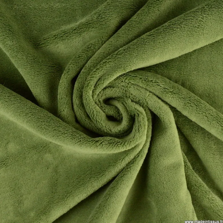 Tissu doudou ultra doux coloris vert fougère - oeko tex