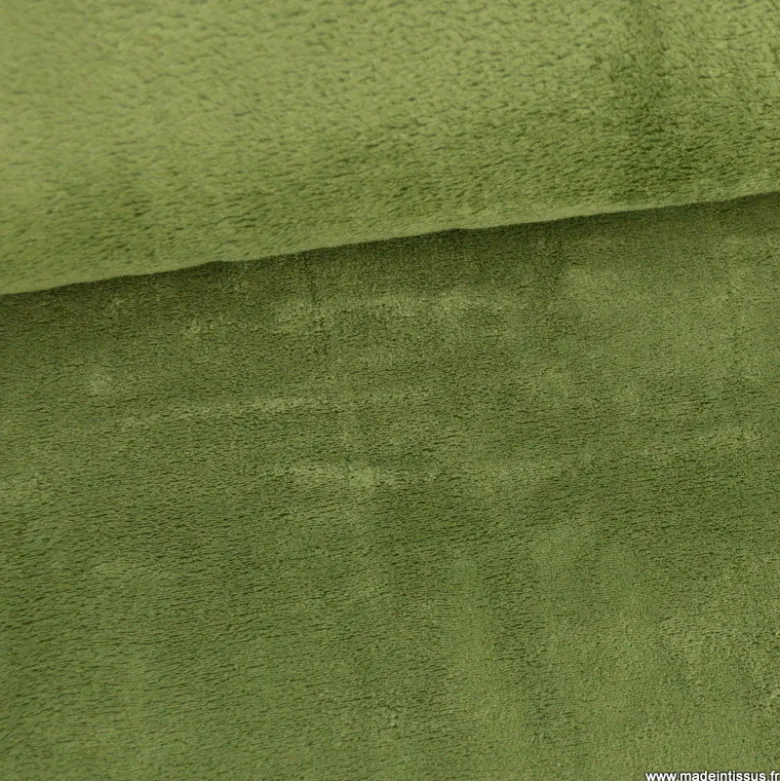Tissu doudou ultra doux coloris vert fougère - oeko tex
