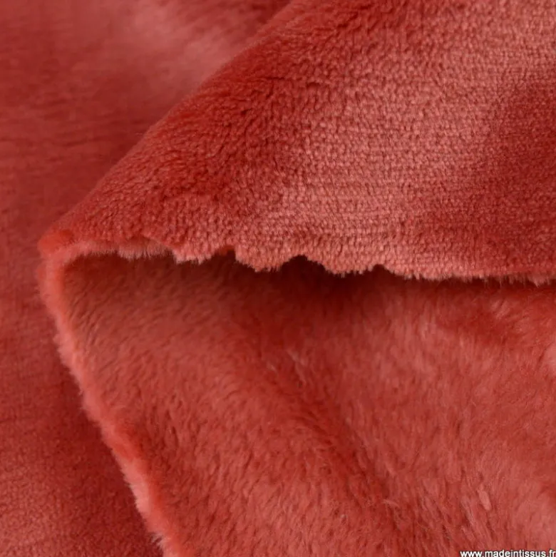 Tissu doudou ultra doux, lourd coloris Grenache - oeko tex