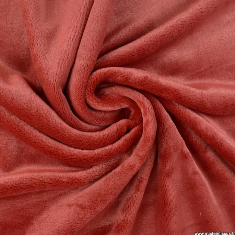 Tissu doudou ultra doux, lourd coloris Grenache - oeko tex