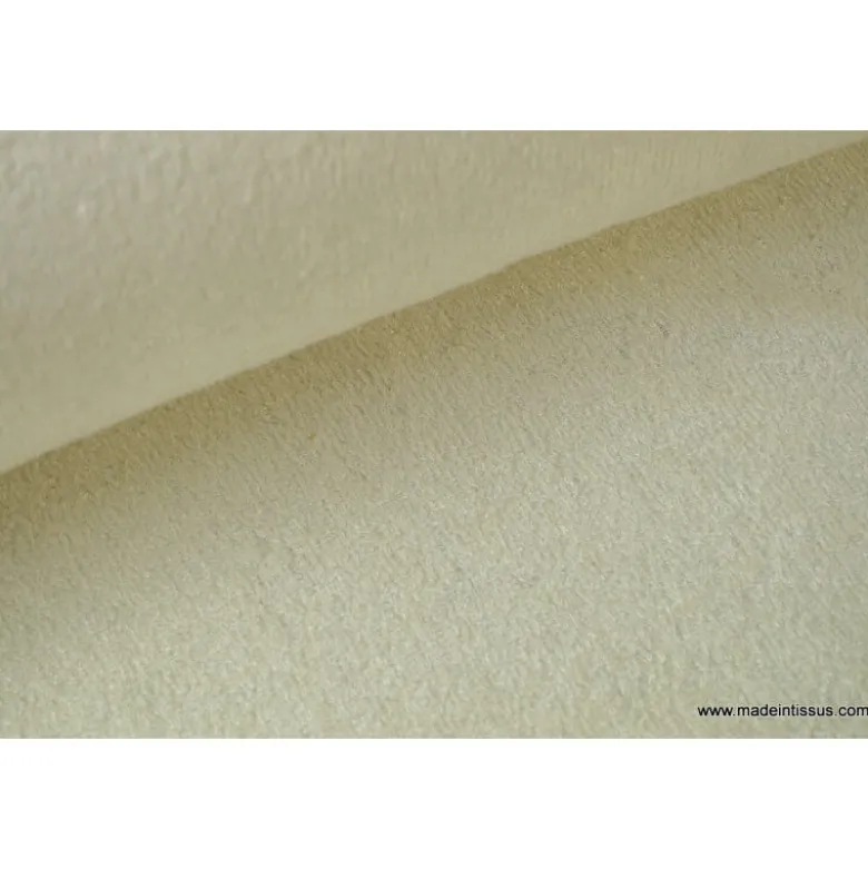 Tissu Eponge de bambou double face indemaillable ivoire. - OEKO TEX