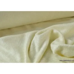 Tissu Eponge de bambou double face indemaillable ivoire. - OEKO TEX