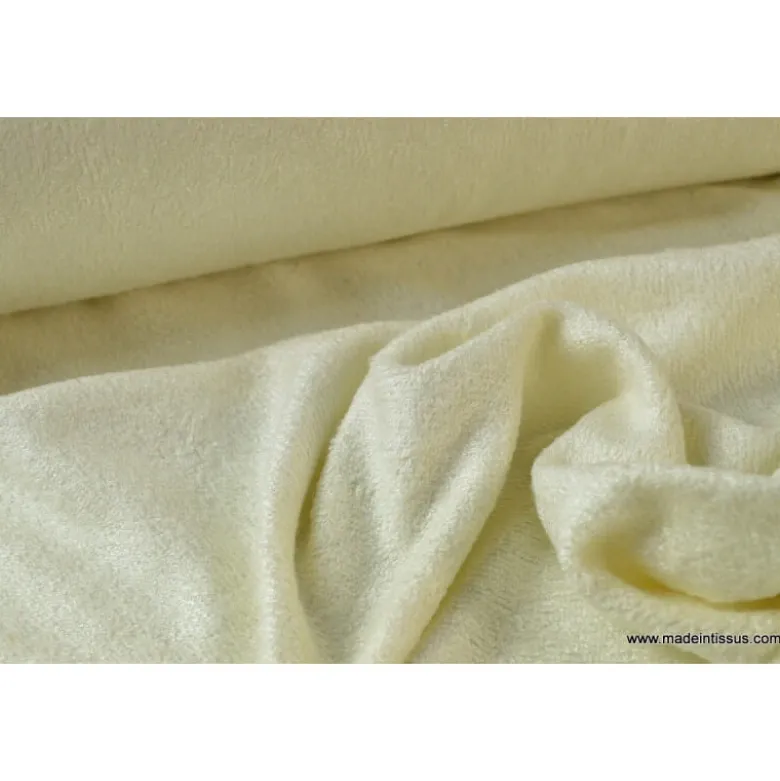 Tissu Eponge de bambou double face indemaillable ivoire. - OEKO TEX