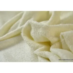 Tissu Eponge de bambou double face indemaillable ivoire. - OEKO TEX