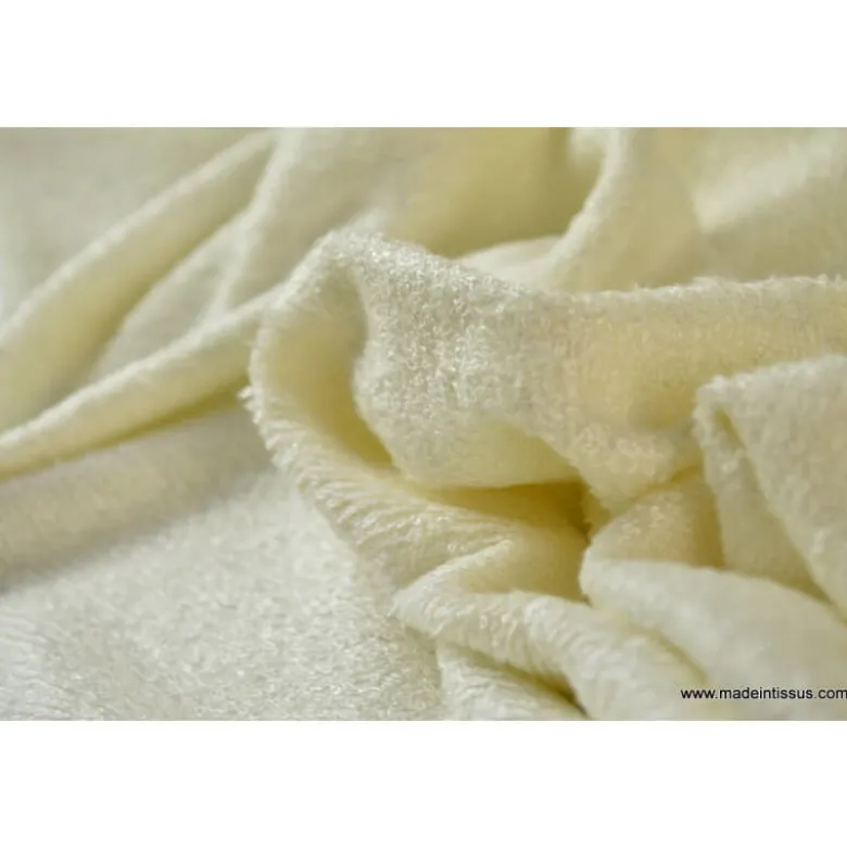 Tissu Eponge de bambou double face indemaillable ivoire. - OEKO TEX