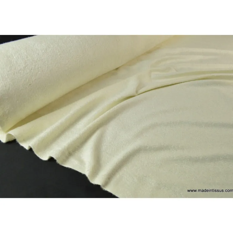 Tissu Eponge de bambou double face indemaillable ivoire. - OEKO TEX