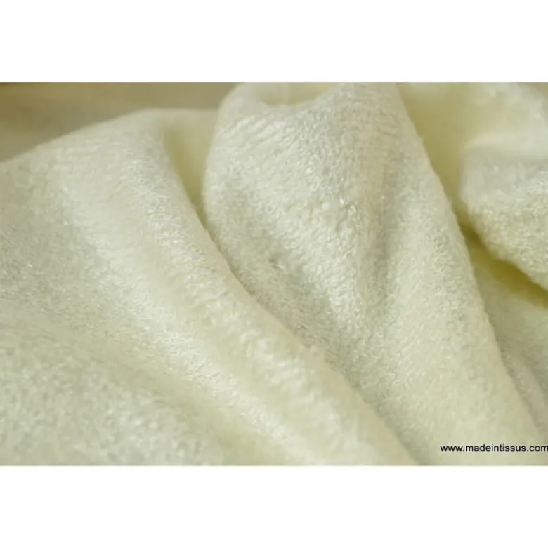 Tissu Eponge de bambou double face indemaillable ivoire. - OEKO TEX