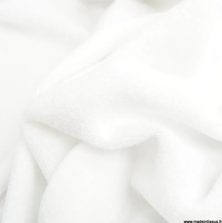 Tissu Eponge habillement blanc 100% coton - OEKO TEX