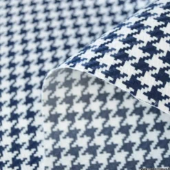 Tissu extérieur etanche polypro pied de poule bleu marine