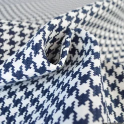 Tissu extérieur etanche polypro pied de poule bleu marine