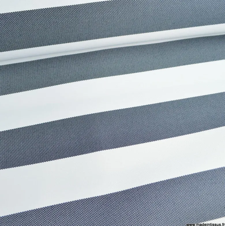 Tissu extérieur rayé Ponant bleu – Déperlant & résistant UV - Grande largeur