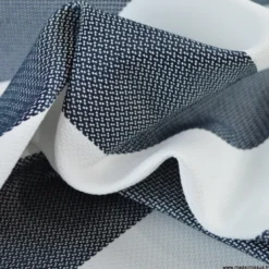 Tissu extérieur rayé Ponant bleu – Déperlant & résistant UV - Grande largeur