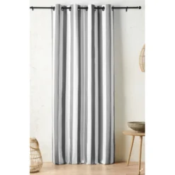 Tissu extérieur rayé Ponant Gris – Déperlant & résistant UV - Grande largeur