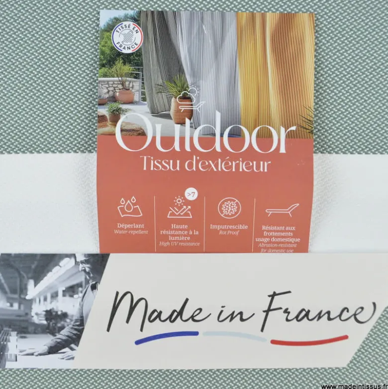 Tissu extérieur rayé Ponant Gris – Déperlant & résistant UV - Grande largeur