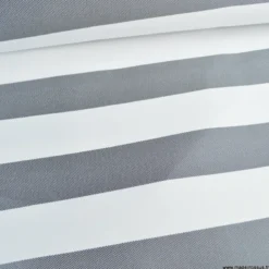 Tissu extérieur rayé Ponant Gris – Déperlant & résistant UV - Grande largeur
