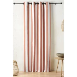 Tissu extérieur rayé Ponant terracotta – Déperlant & résistant UV - Grande largeur