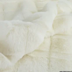 Tissu fausse fourrure carreau Pelissa - Blanc cassé