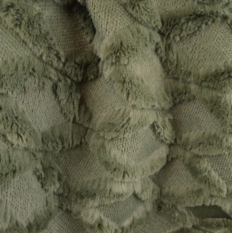 Tissu Fausse Fourrure Kaki – Motif Géométrique Relief