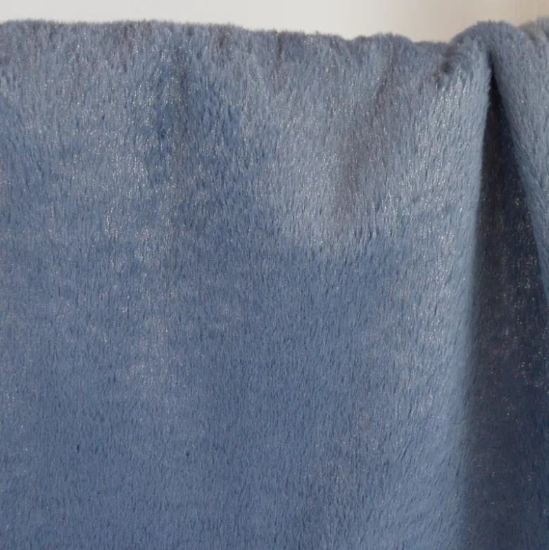 Tissu fausse fourrure Lurex - Bleu denim