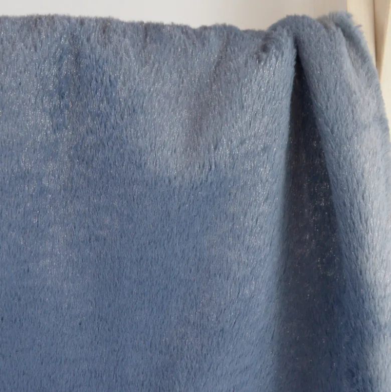 Tissu fausse fourrure Lurex - Bleu denim