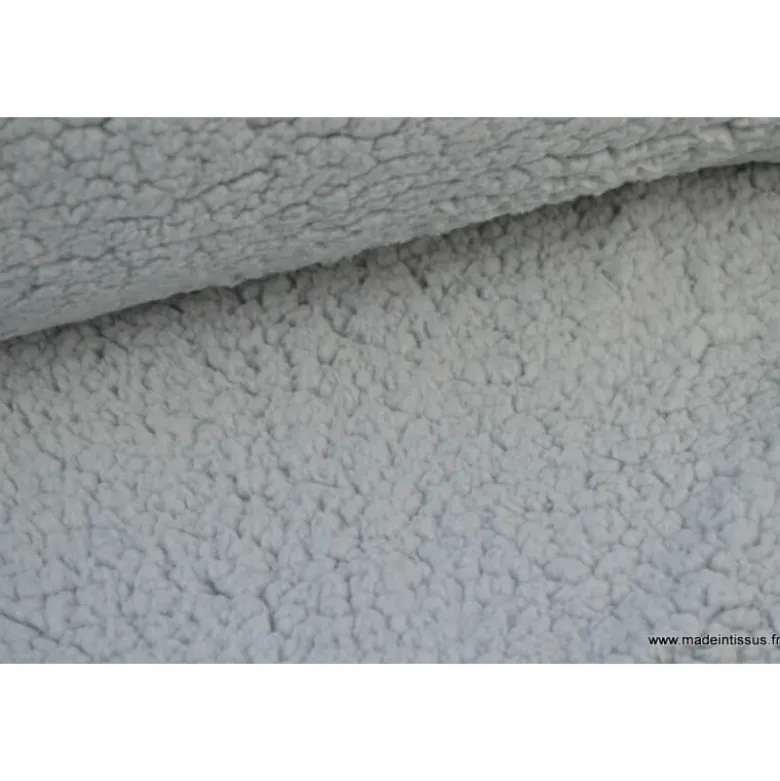 Tissu Fausse Fourrure maille SHERPA GRIS - OEKO TEX