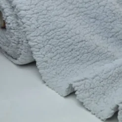 Tissu Fausse Fourrure maille SHERPA GRIS - OEKO TEX