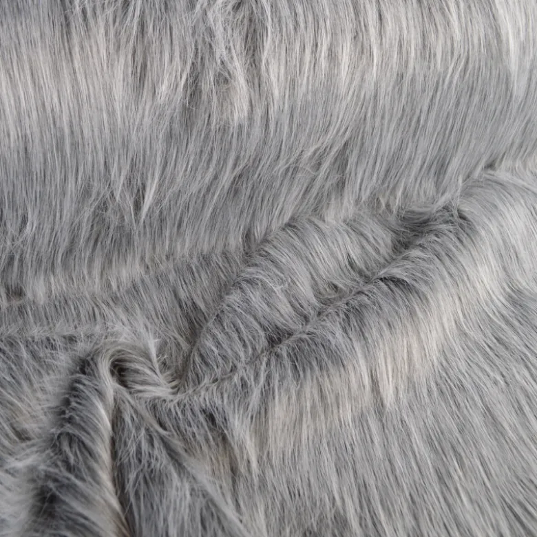 Tissu fausse fourrure à poils longs - Grise