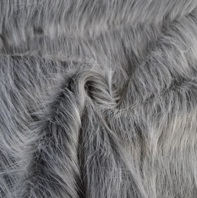 Tissu fausse fourrure à poils longs - Grise