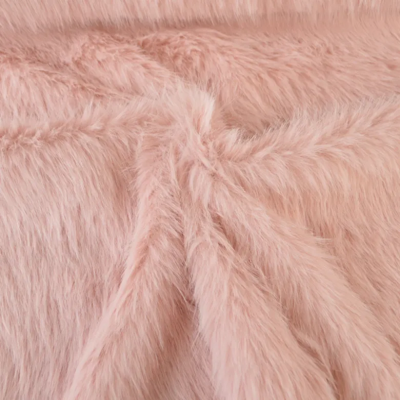Tissu fausse fourrure à poils longs - Rose