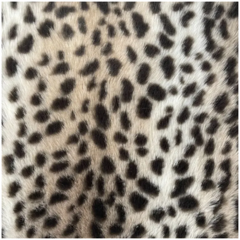 Tissu fausse fourrure rabbit Guepard noir fond Galet