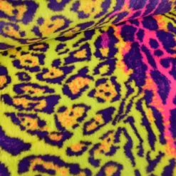 Tissu fausse fourrure rabbit - Léopard fluo rose et jaune