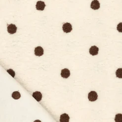 Tissu Fausse Fourrure Sherpa brodée pois fond écru - OEKO TEX