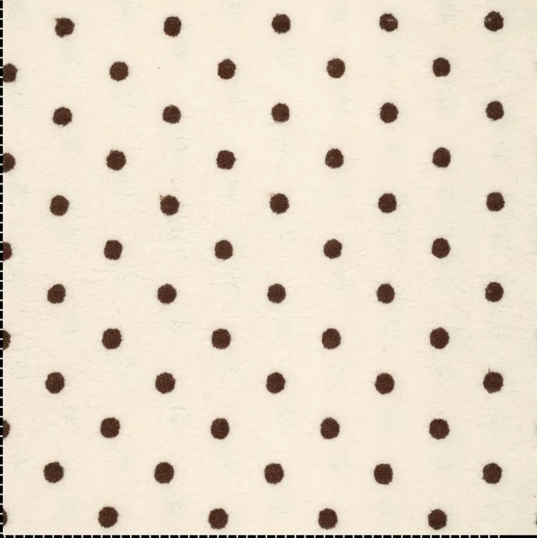 Tissu Fausse Fourrure Sherpa brodée pois fond écru - OEKO TEX