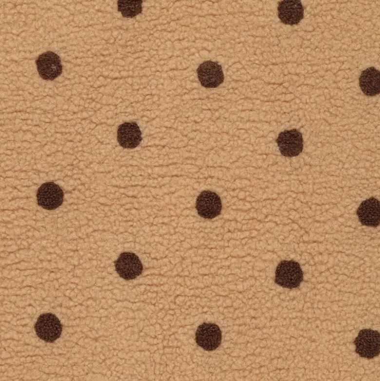 Tissu Fausse Fourrure Sherpa brodée pois fond camel - OEKO TEX