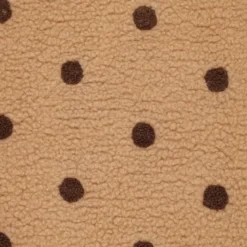 Tissu Fausse Fourrure Sherpa brodée pois fond camel - OEKO TEX