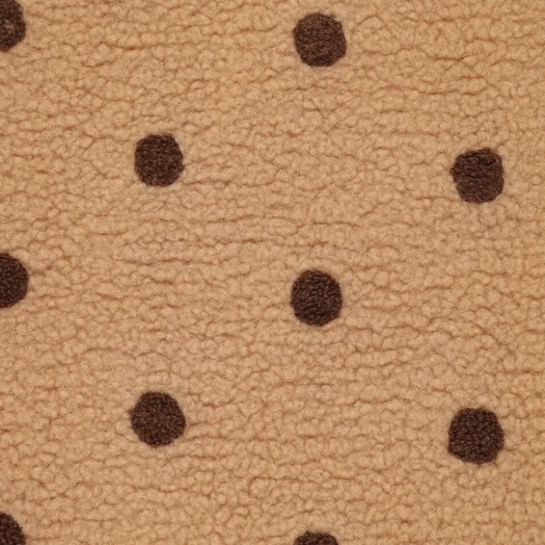 Tissu Fausse Fourrure Sherpa brodée pois fond camel - OEKO TEX