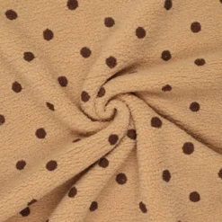 Tissu Fausse Fourrure Sherpa brodée pois fond camel - OEKO TEX