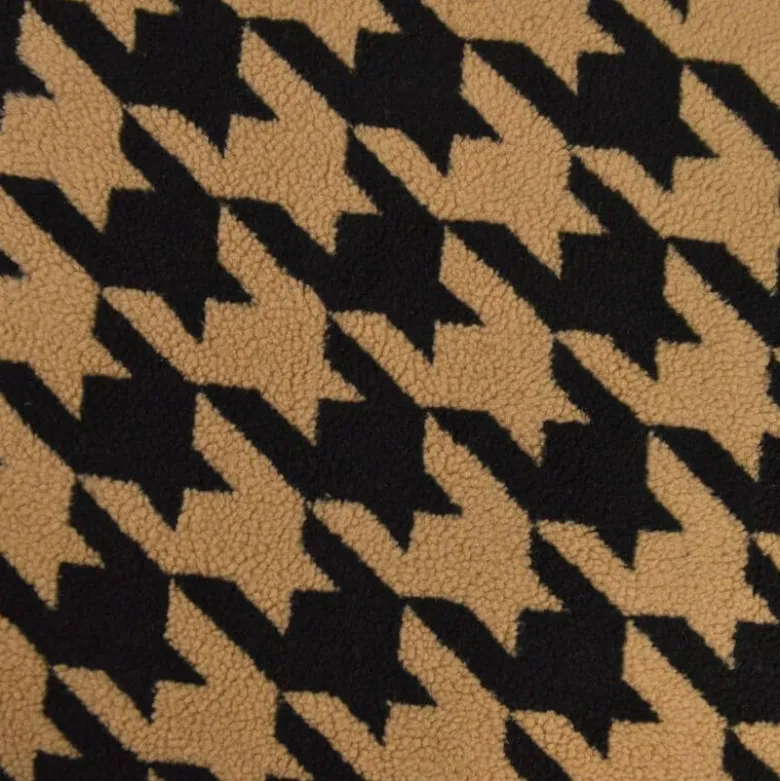 Tissu Fausse Fourrure Sherpa à motif Pied de poule XXL fond camel - OEKO TEX