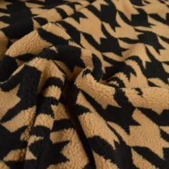 Tissu Fausse Fourrure Sherpa à motif Pied de poule XXL fond camel - OEKO TEX