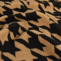 Tissu Fausse Fourrure Sherpa à motif Pied de poule XXL fond camel - OEKO TEX