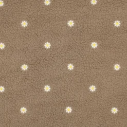 Tissu Fausse Fourrure Sherpa brodée fleurs - Taupe